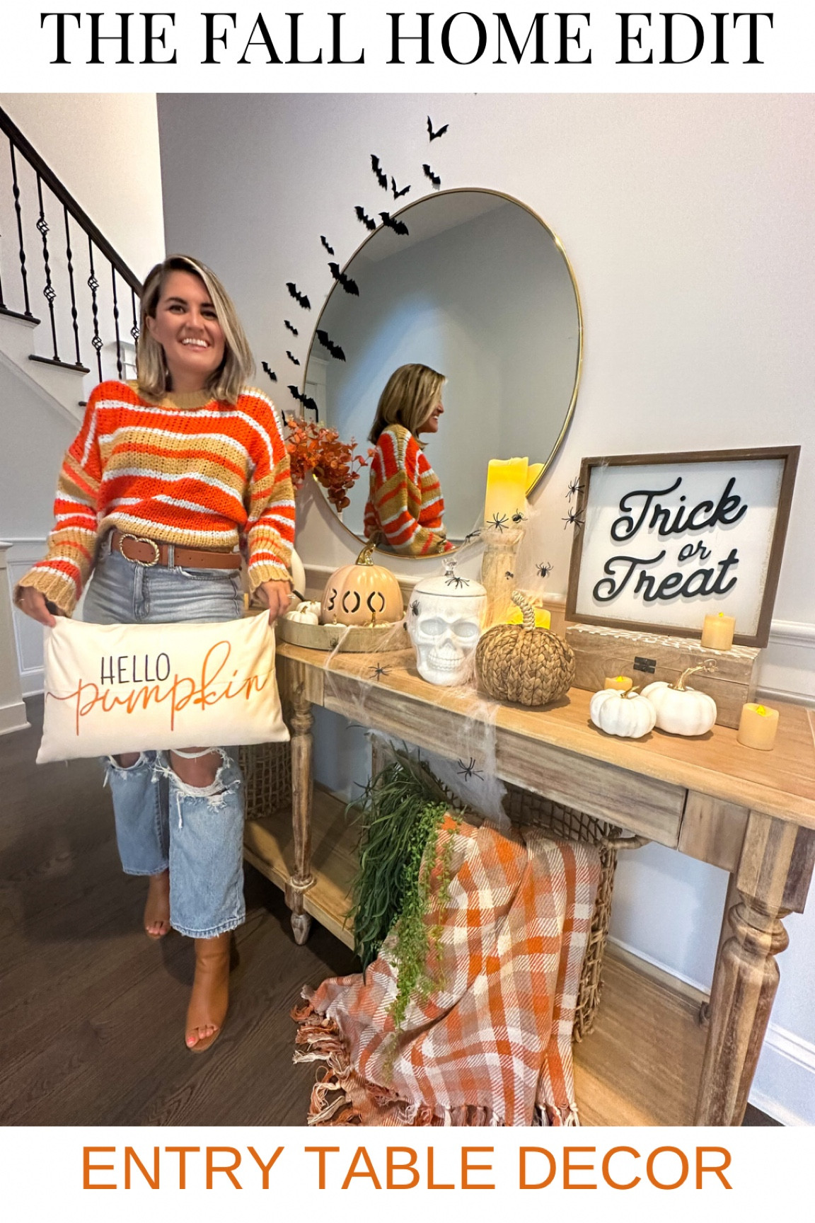 HALLOWEEN HOME DECOR 🎃💀🎃 ENTRY TABLE EDIT
 
Halloween decor, amazon halloween, target Halloween, Marshall’s, halloween, fall decor, pumpkins, ceramic pumpkins, white pumpkins, hello pumpkin pillow, fall blanket, skulls, rayan pumpkins, bags, amazon pumpkins 

#LTKHalloween #LTKfamily #LTKhome