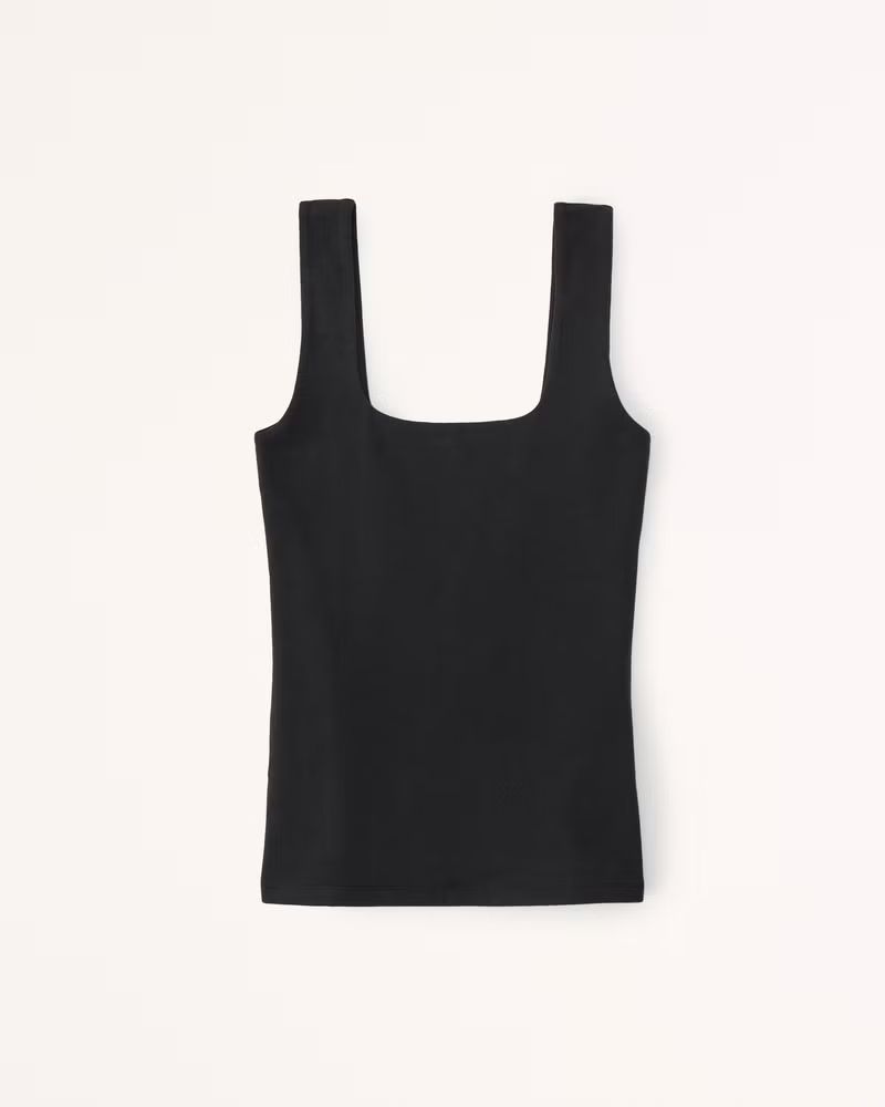 Cotton-Blend Seamless Fabric Squareneck Top | Abercrombie & Fitch (US)