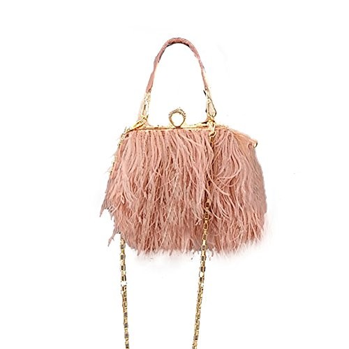 RoseSummer Women's Faux Fur Fluffy Feather Round Clutch Purse Shoulder Bag | Amazon (US)
