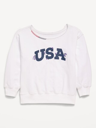 Oversized Off-Shoulder Graphic Tunic Sweatshirt for Girls | Old Navy (US)