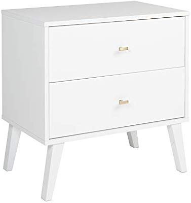 Prepac Milo Mid Century Modern 2 Drawer Nightstand in White | Amazon (US)