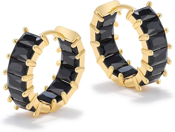 Mesovor Women Hoop Earrings with Cubic Zirconia 18K Gold Plated Multicoloured Cubic Zirconia Earr... | Walmart (US)