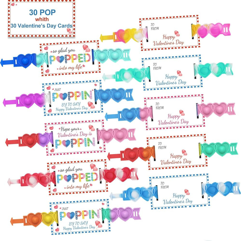 AYGXU 30pcs Valentines Day Gifts for Kids .Valentines Day Cards for Kids classroom School .Heart ... | Amazon (US)