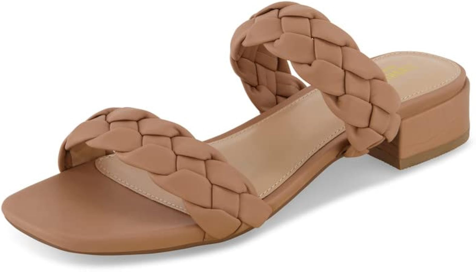 CUSHIONAIRE Women's Nan two band braided low block heel slide sandal +Memory Foam and Wide Widths... | Amazon (US)