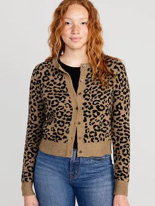 Printed Cropped Cozy-Knit Cardigan for Women | Old Navy (US)