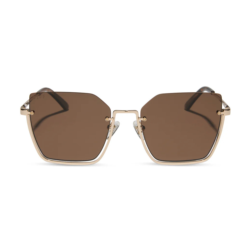 ANALISE - GOLD W SEQUOIA TORT TEMPLE TIPS + BROWN POLARIZED SUNGLASSES | DIFF Eyewear