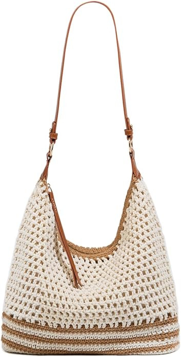 Ulisty Women Small Cotton Crochet String Bag Handwoven Summer Beach Bag Knitted Vacation Shoulder... | Amazon (US)