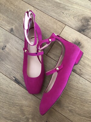 JCrew $168 Poppy Two-Strap Ballet Flats in Suede Sz 8 crisp begonia Pink K0080 | eBay US