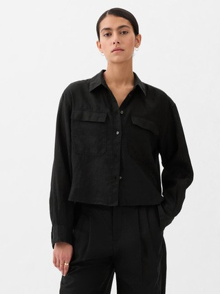 100% Linen Cropped Shirt | Gap (US)