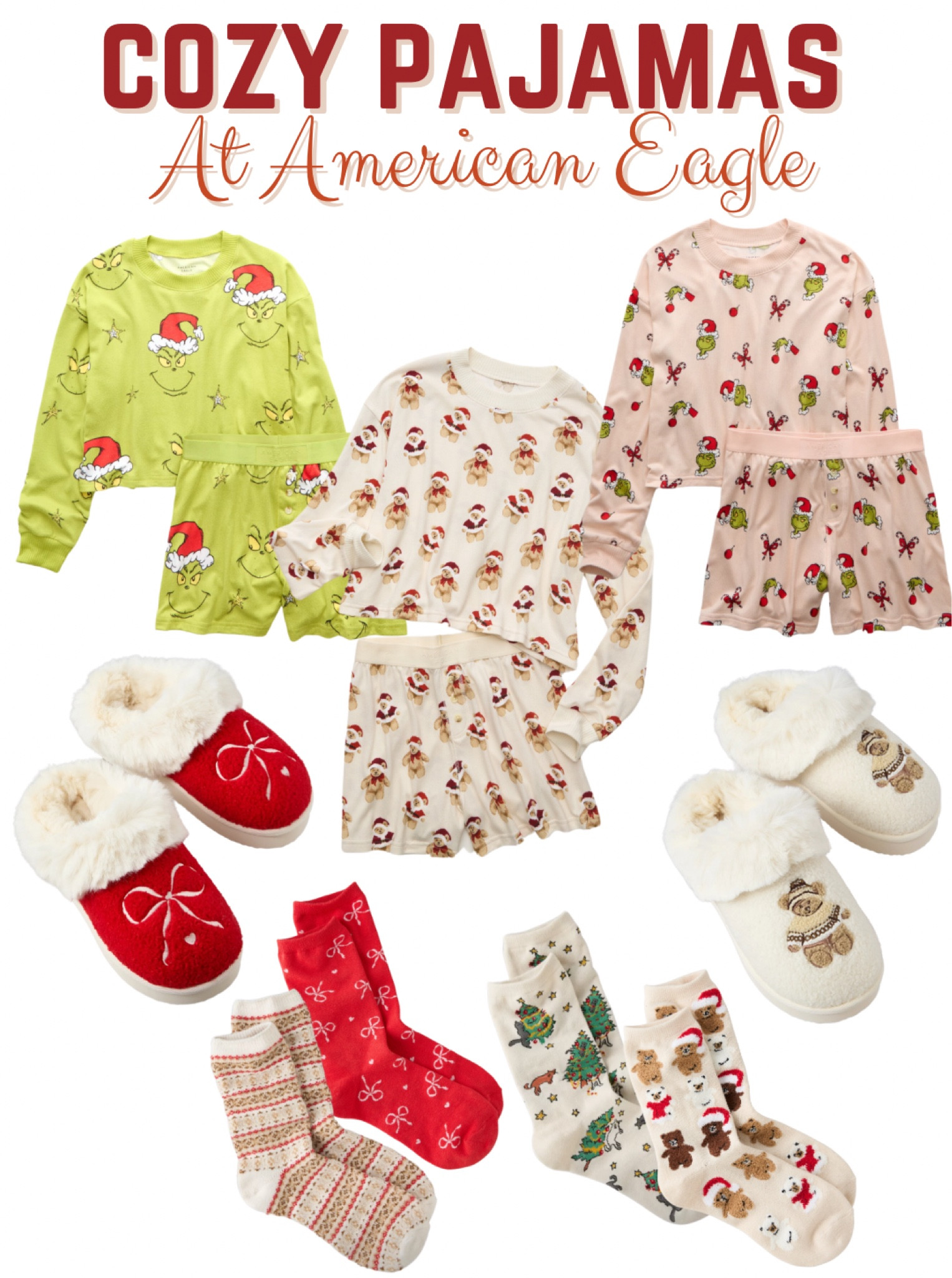 American Eagle Christmas holiday pajamas, socks and slippers 🎄❤️ 

#LTKGiftGuide #LTKSeasonal #LTKHoliday