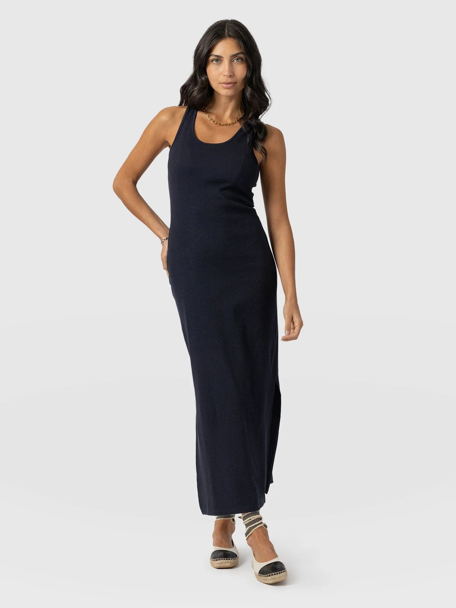 Sleeveless Rib Dress - Navy | Saint + Sofia