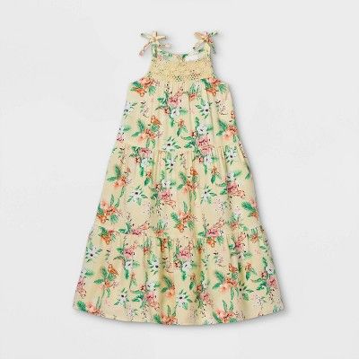Toddler Girls' Crochet Tropical Floral Tank Dress - art class™ Cream | Target