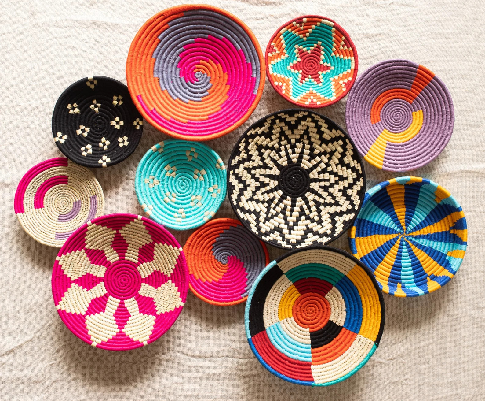 Assorted Sabai Handwoven Grass Baskets, African Plates, Set of 4/6/8/10 Wall Art, African Baskets... | Etsy (US)