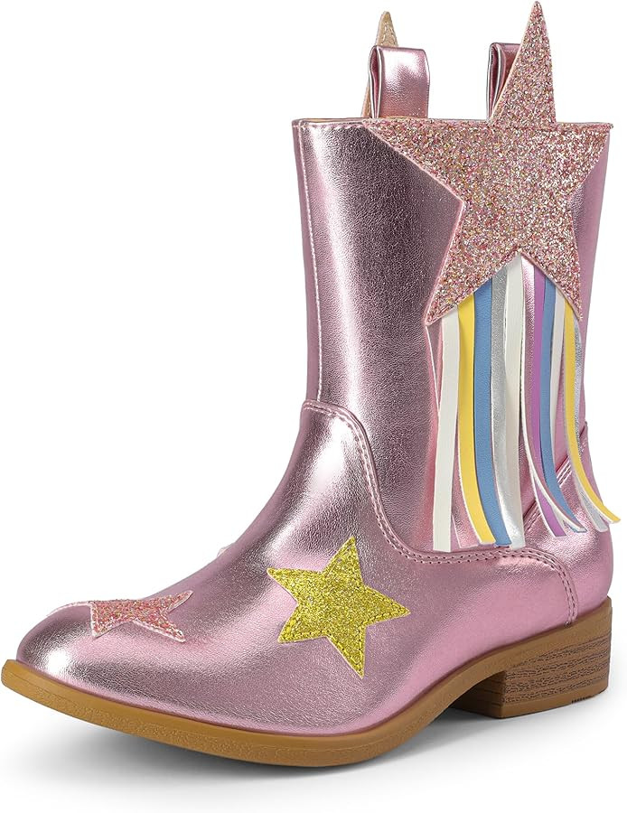 DREAM PAIRS Girls Cowgirl Cowboy Western Mid Calf Tassel Boots | Amazon (US)