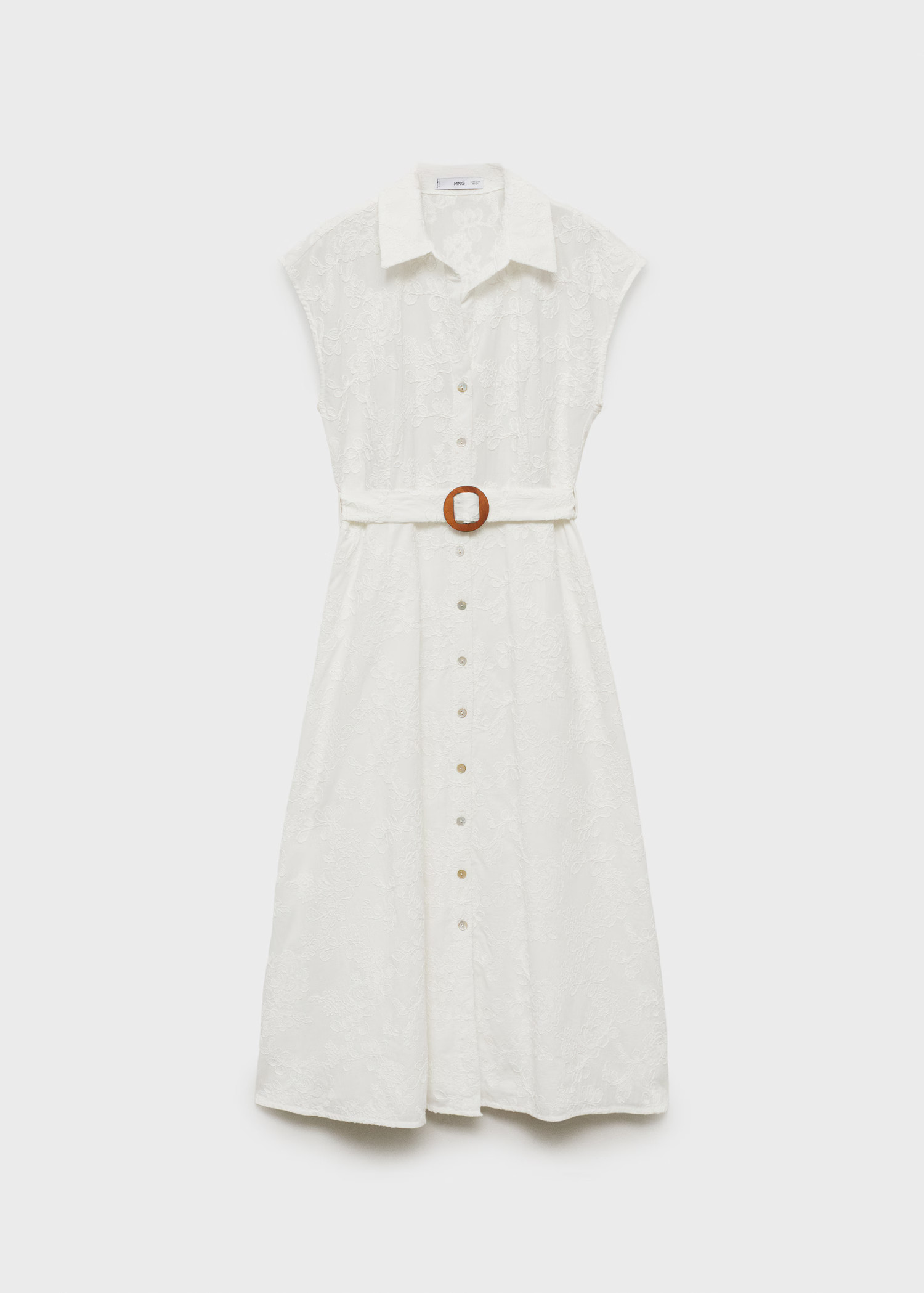 Embroidered shirt dress with belt - Women | MANGO United Kingdom | MANGO (UK)