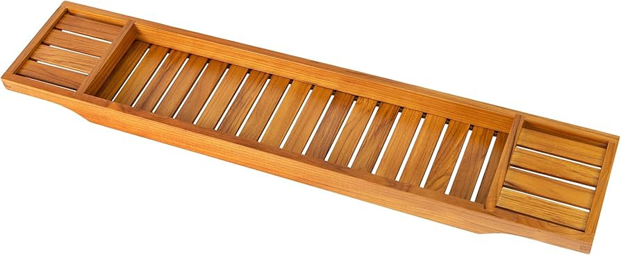 VaeFae Teak Bathtub Tray, Wooden Bath Caddy for Bathtub, Bath Tub Wood Table for Tub | Amazon (US)