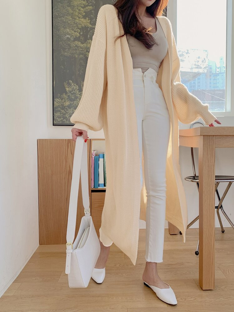 DAZY Solid Ribbed Knit Cardigan | SHEIN