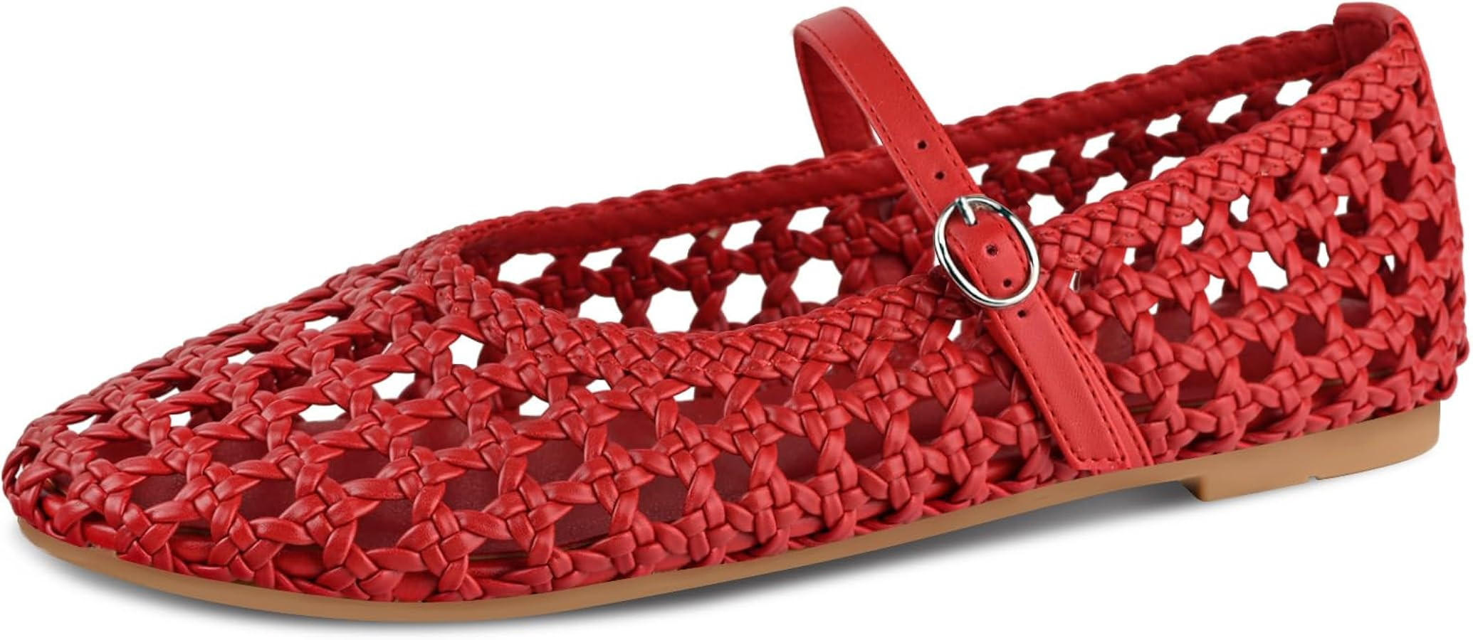 Woven Ballet Flats for Women Round Toe Mary Jane Shoes | Amazon (US)