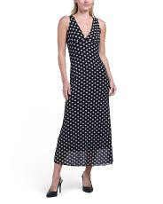Dot Mesh Deep V Maxi Dress | TJ Maxx