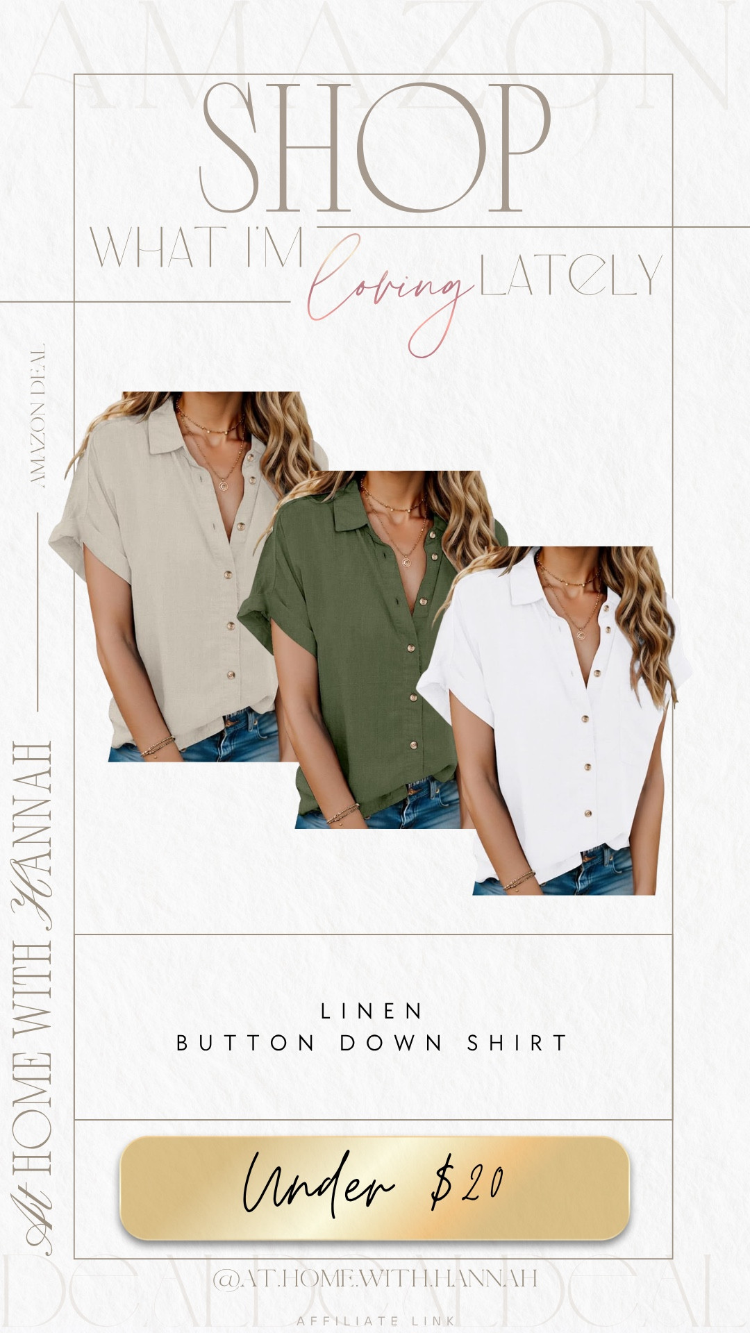 Amazon Fashion Finds • Linen Button Down • Summer Shirt Deal

This linen button down is under $20 and such an easy summer closet piece — lightweight, throw-on-and-go, and cute with denim, shorts, linen pants, or layered over a tank.

If you’re shopping for linen button down shirts, Amazon fashion finds, summer tops, casual summer outfits, button down shirt, vacation outfits, mom outfits, everyday style, and Prime Day fashion deals, this is a good basic to grab.

I love pieces like this because they make a simple outfit feel a little more finished without trying too hard.

Everything is linked here 🤍

#AmazonFashion #PrimeDayDeals #SummerOutfit #LinenShirt #AmazonFinds #LTKStyle

#LTKootd #LTKSeasonal