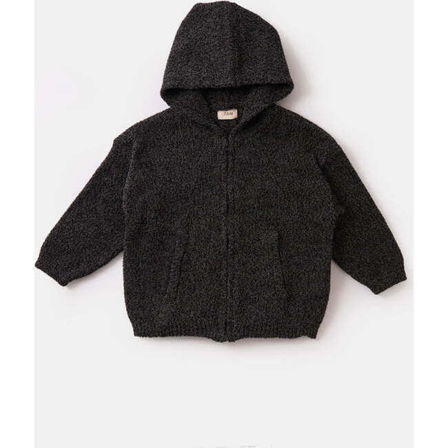 7AM Enfant | Baby Fuzzy Zip-Up Hoodie, (Black Melange, Size 2-3Y) | Maisonette | Maisonette
