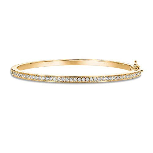 PAVOI 14K Gold Plated Cubic Zirconia Bangle Classic Tennis Bracelet | Yellow Gold Bracelets for Women | 7.5 Inches | Amazon (US)
