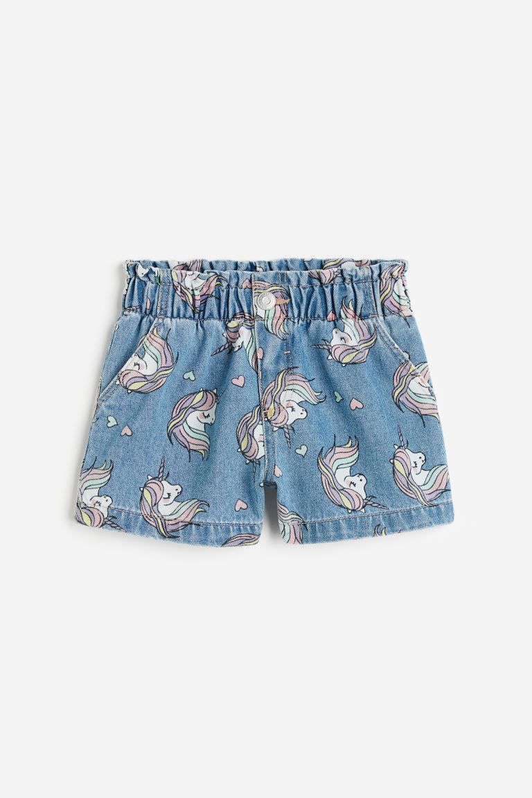 Loose Fit Denim Shorts - Denim blue/unicorns - Kids | H&M US | H&M (US + CA)