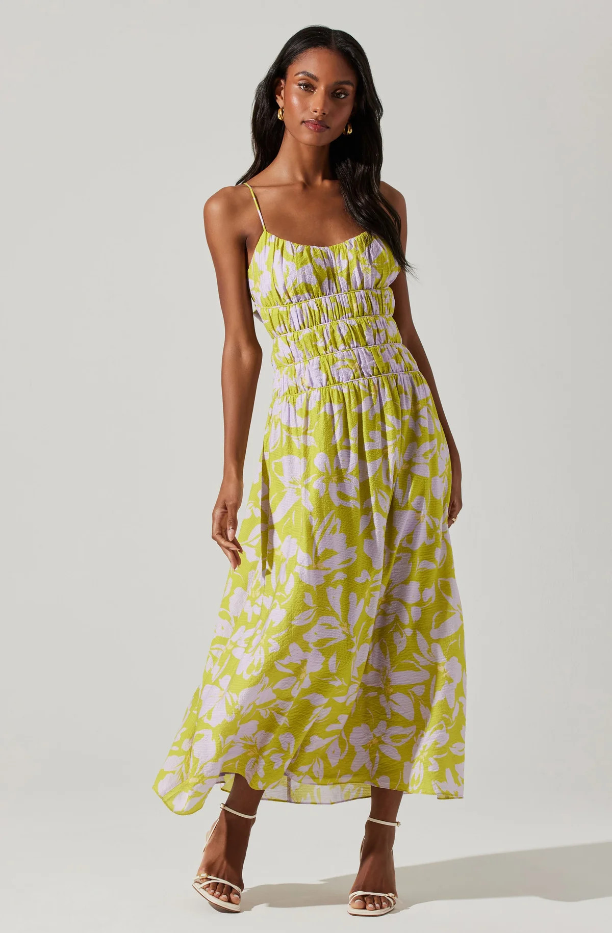 Andrina Floral Smocked Midi Dress | ASTR The Label (US)