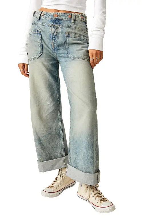 Free People We the Free Palmer Cuffed Baggy Jeans in La La Land at Nordstrom, Size 31 | Nordstrom