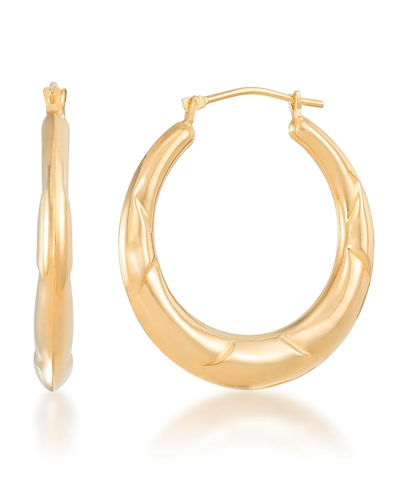 Sculpted Hoop Earrings IN 14K Yellow Gold over Sterling Silver | Amazon (US)