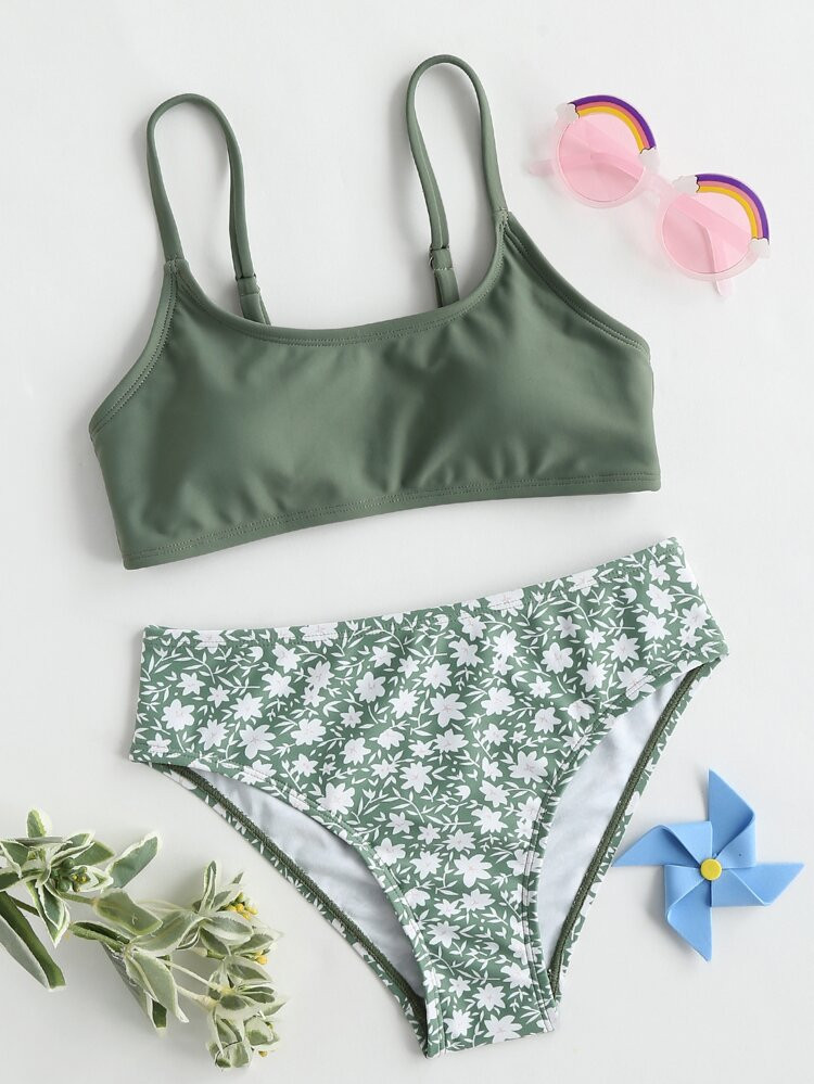 Girls Floral Print Bikini Swimsuit | SHEIN
