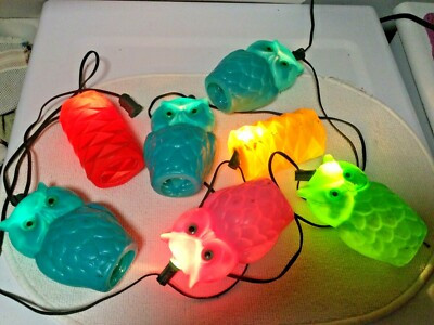 Vintage 5 Owls/2 Tiki Blow Mold String Lights RV Camper Patio Working Condition | eBay US