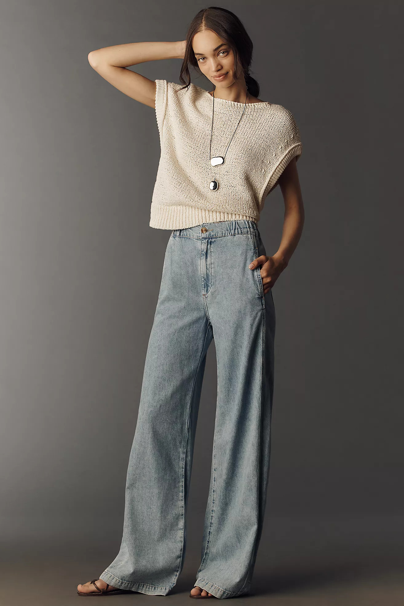 PAIGE Rumi Panel High-Rise Wide-Leg Jeans | Anthropologie (US)