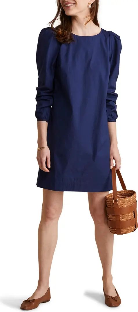 Puff Shoulder Long Sleeve Cotton Stretch Poplin Dress | Nordstrom