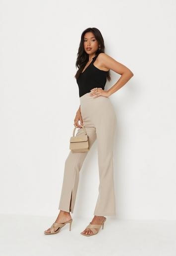 Missguided - Stone Inside Split Hem Slim Leg Pants | Missguided (US & CA)