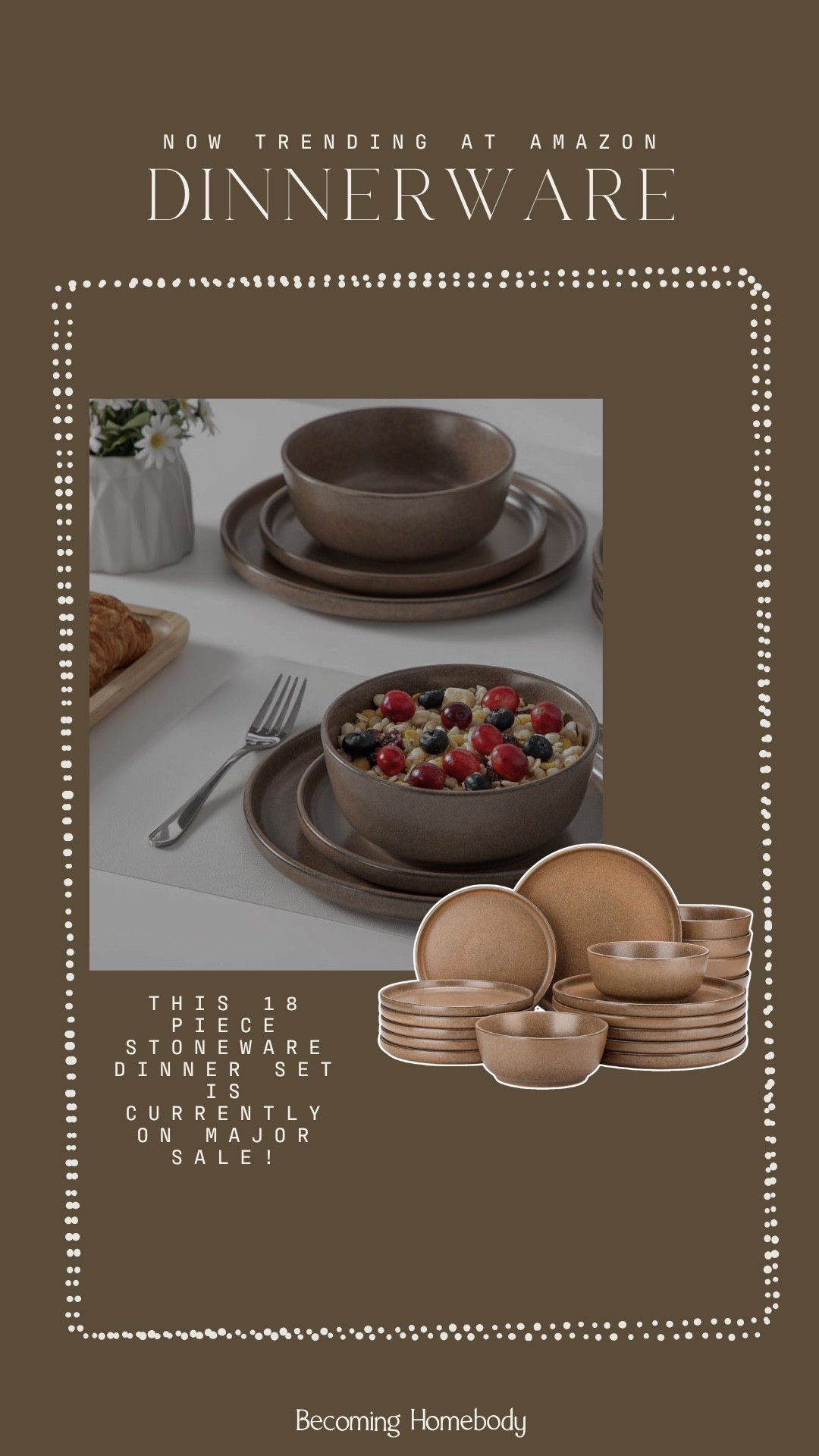 The prettiest brown dinnerware from Amazon 🤎 it’s a stoneware set that’s 18 pieces! 👏🏻

#LTKHome