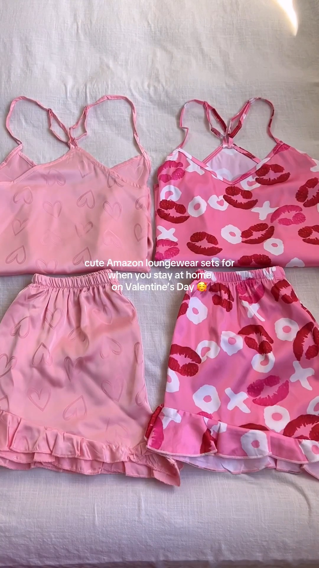 Cute loungewear set for Valentine’s Day from Amazon 💖 wearing size small in both. They are not see through. Material feels luxurious 

#LTKFindsUnder50 #LTKPetite