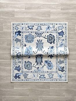 Oushak Rug, Navy Blue Vintage Turkish Floral Pastel Large Oversized Runner Rugs for Hallway Kitch... | Amazon (US)