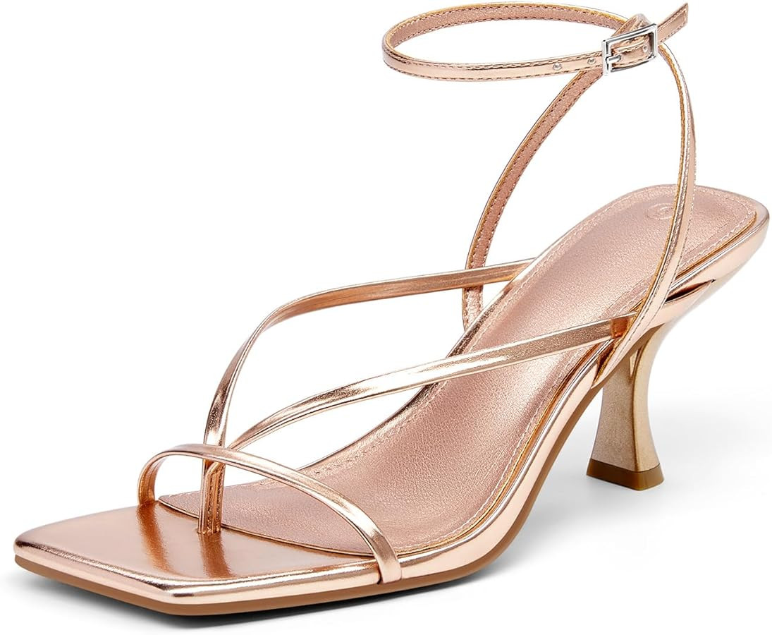 PiePieBuy Women's Lace Up Heeled Sandals Square Flip Flop High Heels Strappy Party Shoes | Amazon (US)