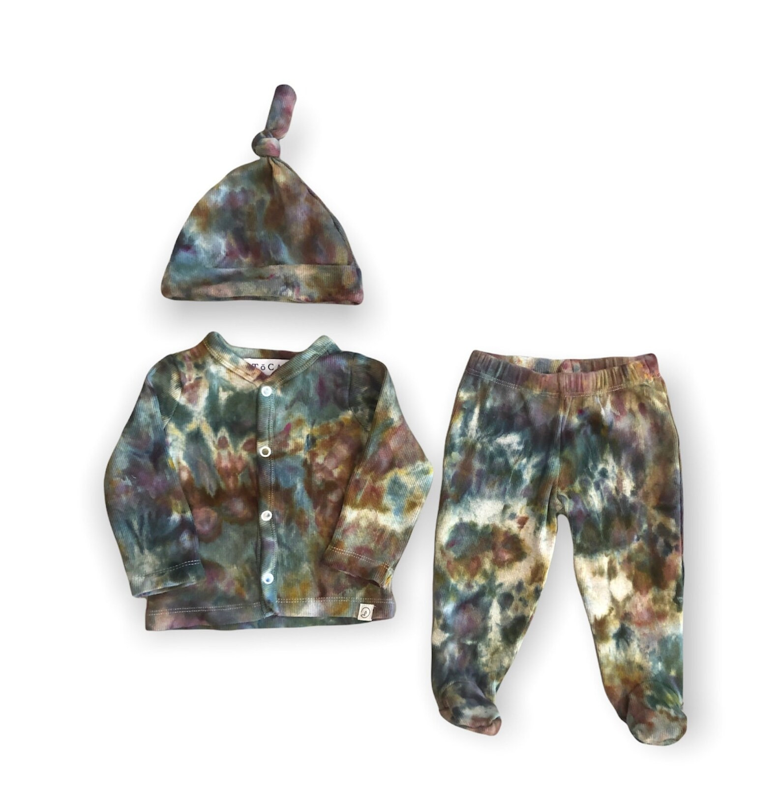 OOAK 3 Piece Tie Dye Baby Set  Cardigan Snap Top  Footie | Etsy | Etsy (US)