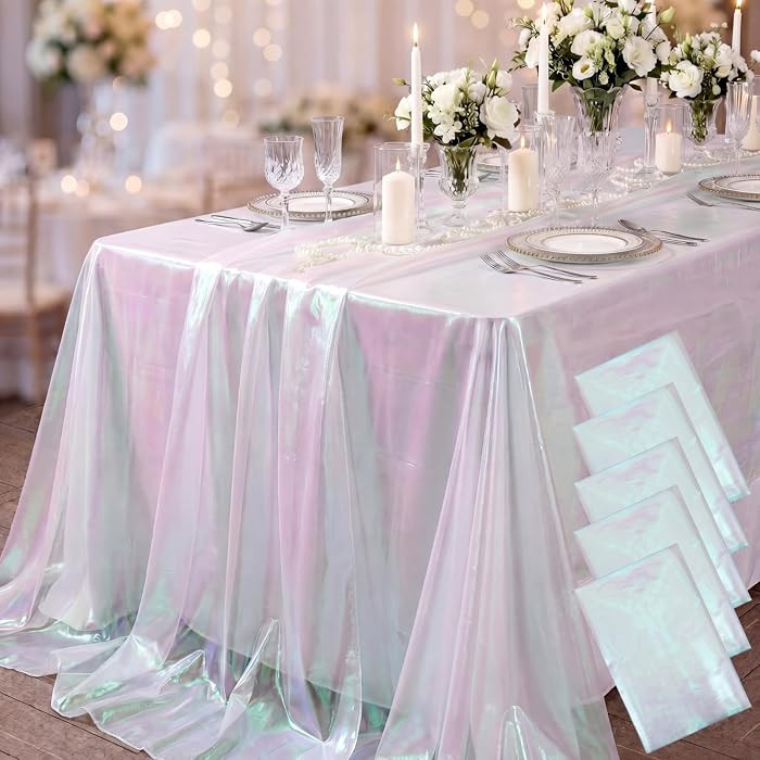 3 Pcs Iridescent Table Runner Organza Tablecloths 54 x 108 Inch | Amazon (US)