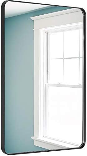 Amazon.com: DOHEEM Wall Mirror for Bathroom - Rounded Corner Mirror Black Metal Frame 22" X 30" H... | Amazon (US)