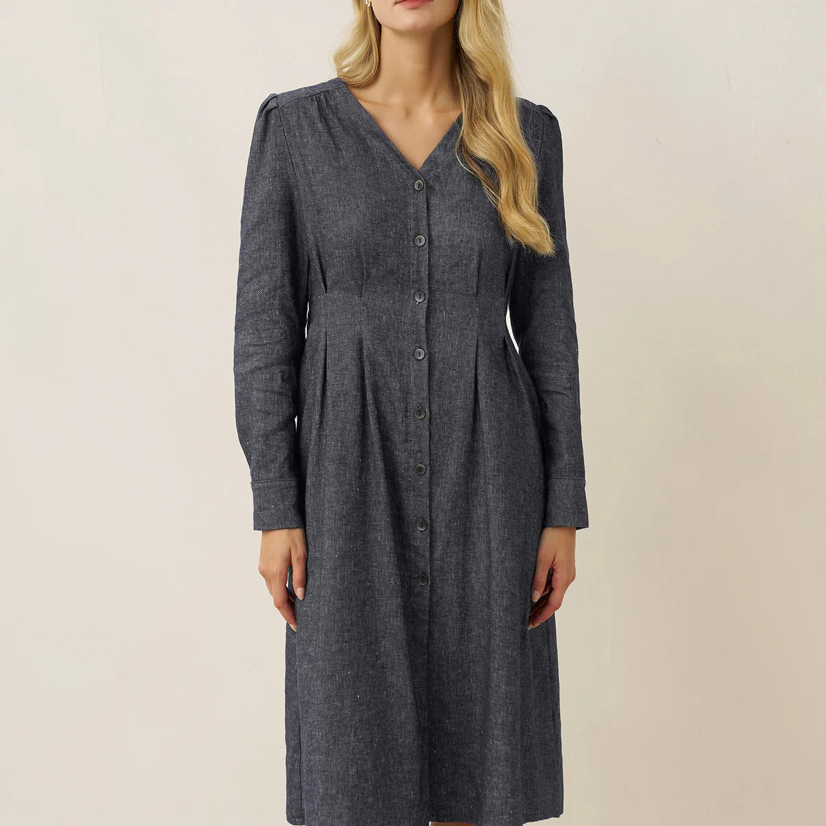 Linen Denim Texture Jacket Dress HANNAH | LINTICO