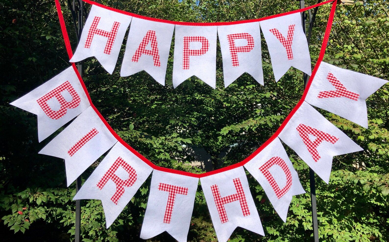 Free USA Shipping/Happy Birthday Banner/Red And White Gingham Happy Birthday Banner/Farm Birthday... | Etsy (US)