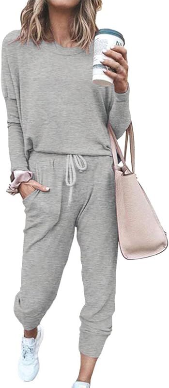 ETCYY NEW Lounge Sets for Women Sweatsuits Sets Two Piece Outfit Long Sleeve Pant Workout Athletic T | Amazon (US)