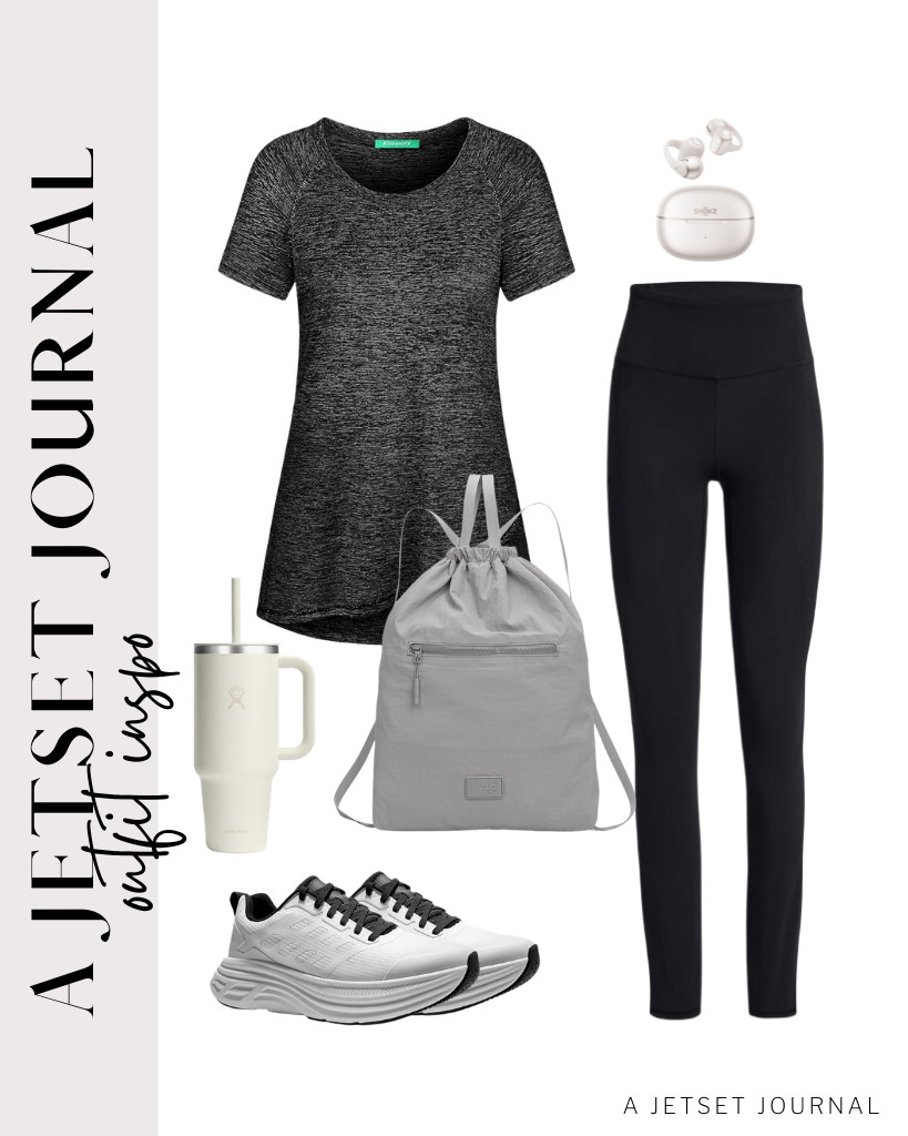 Our last outfit is a black-on-black combination from Kimmery and SINOPHANT. You can wear these NORTIV walking shoes and carry this Lee Drawstring backpack to style this outfit. Complete the look with SHOKZ earbuds.

#LTKSeasonal #LTKSaleAlert #LTKTravel
 

 
