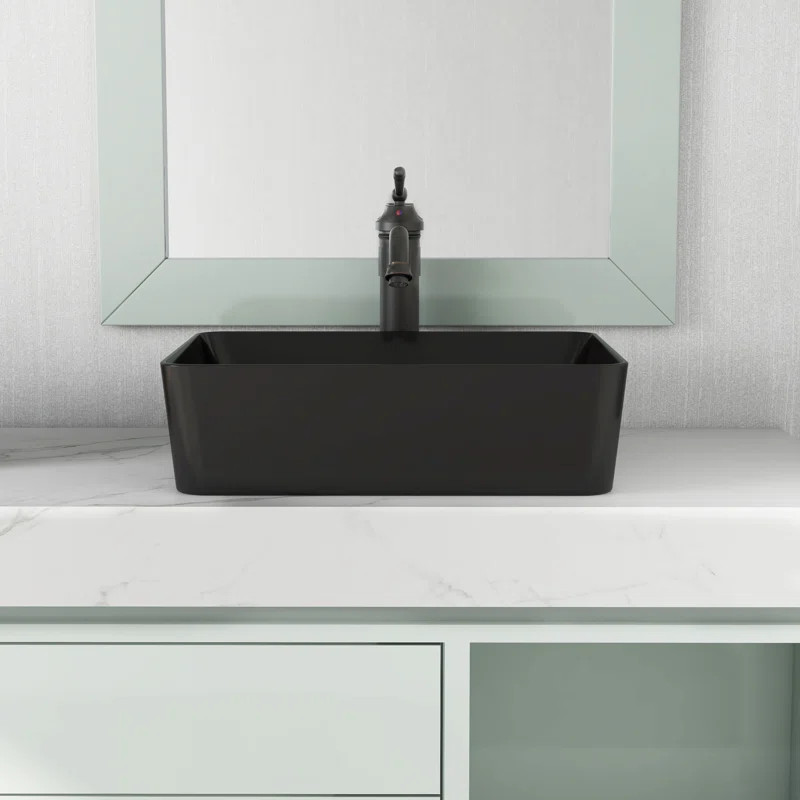 DV-2V031 Ally Black Ceramic Rectangular Vessel Bathroom Sink | Wayfair North America