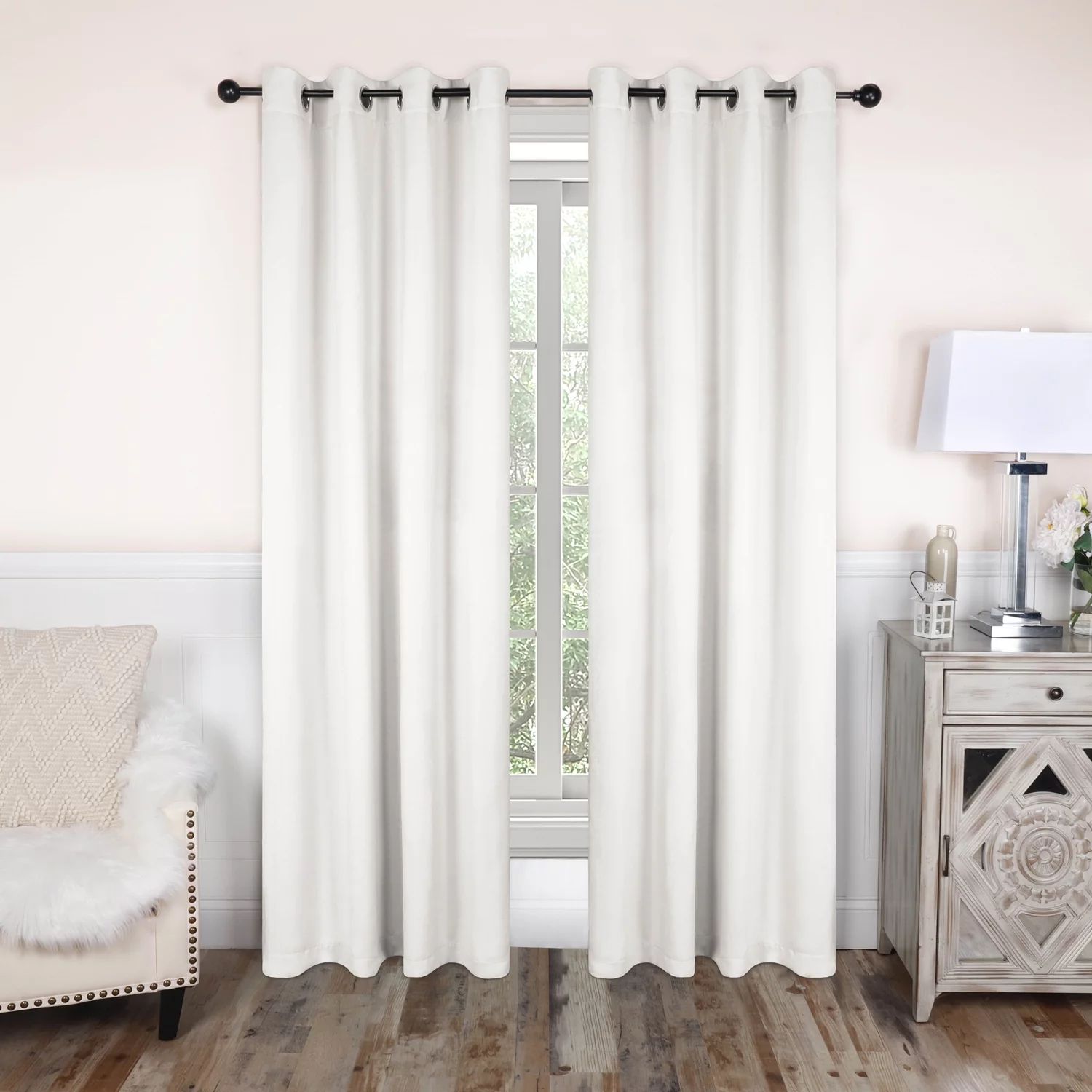 Superior Modern/Transitional/Traditional 2 Piece Solid Print Blackout Curtain Set | Walmart (US)