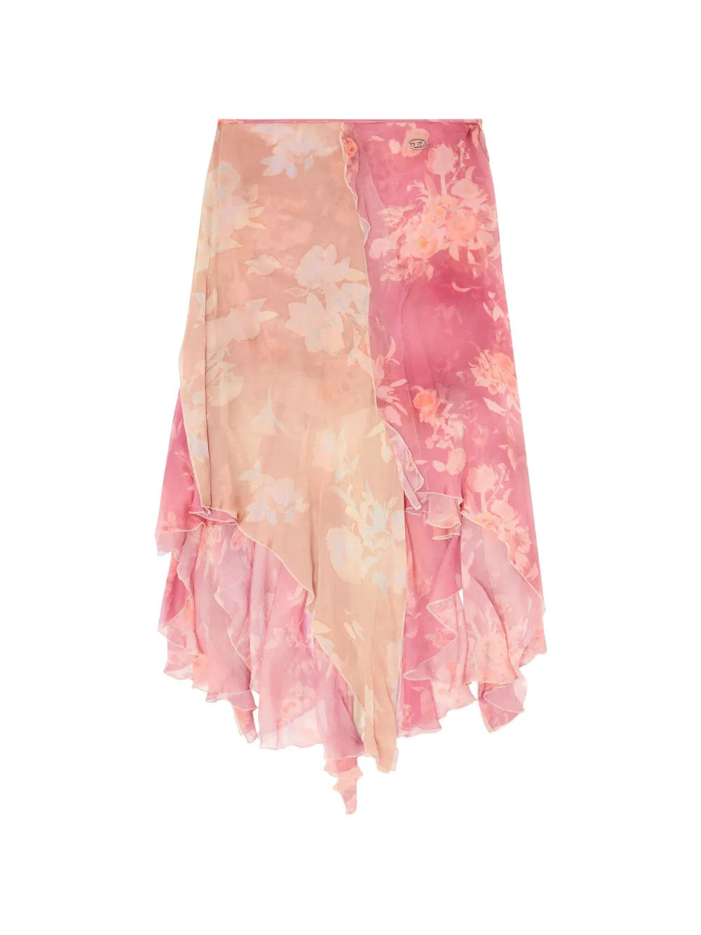 asymmetric floral midi skirt in viscose and silk | Farfetch Global