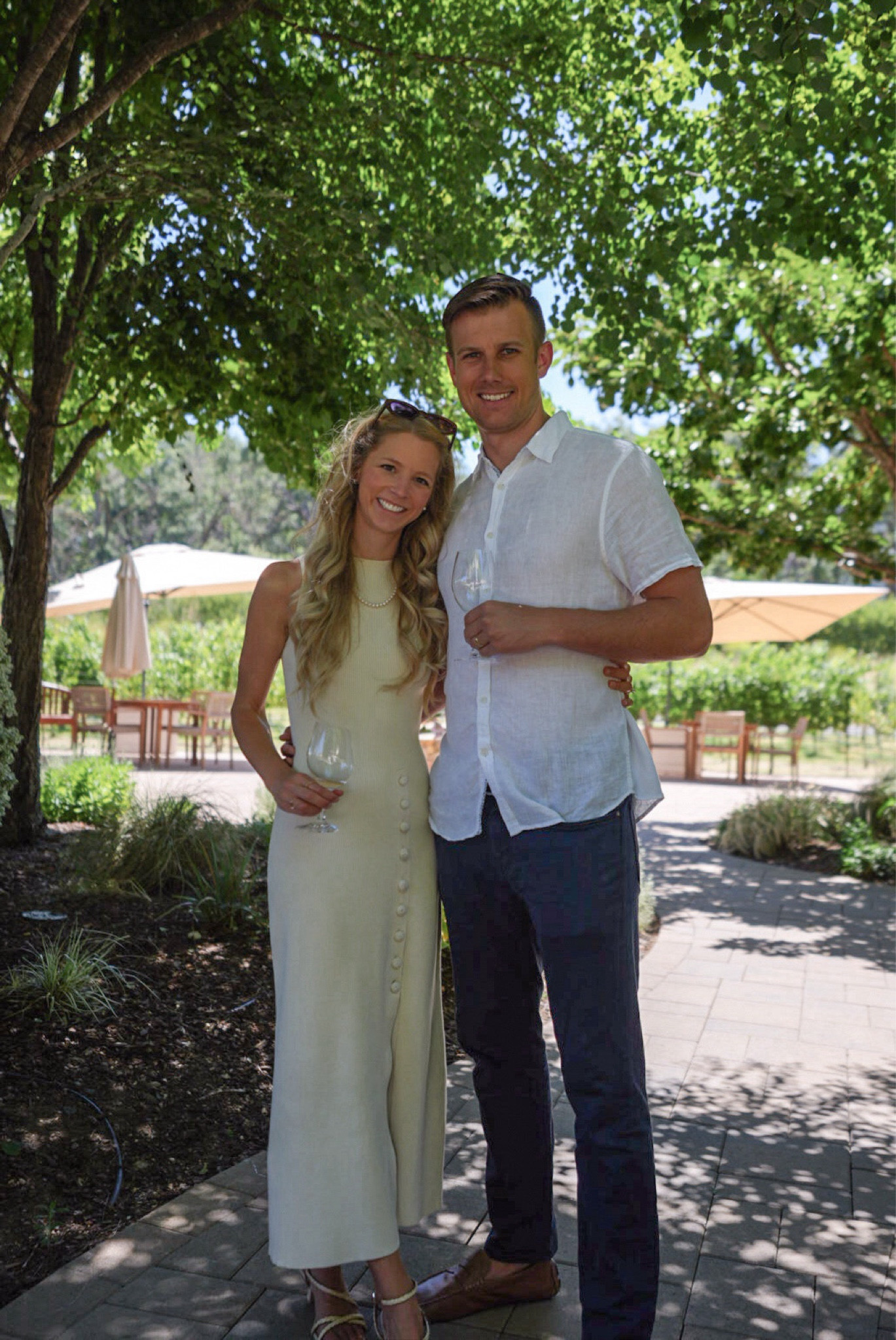 Summer outfits - obsessed with this Sézane dress. It sold out so fast so I’ll be sure to link it if it comes back in stock. In the meantime I added similar styles. 

My husband has been living in linen and it has been perfect for our summer travels.

Couples outfits, what to pack for vacation, sweater dress, sleeveless dress, dress with slit, neutral outfits, classic, classy style, timeless style, banana republic travel pants, outfits for him, linen shirt, driver shoes, leather shoes, summer heels, target finds, quince, what to wear wine tasting, vacation outfits, loafers, Nordstrom, travel

#LTKStyleTip #LTKxNSale #LTKTravel